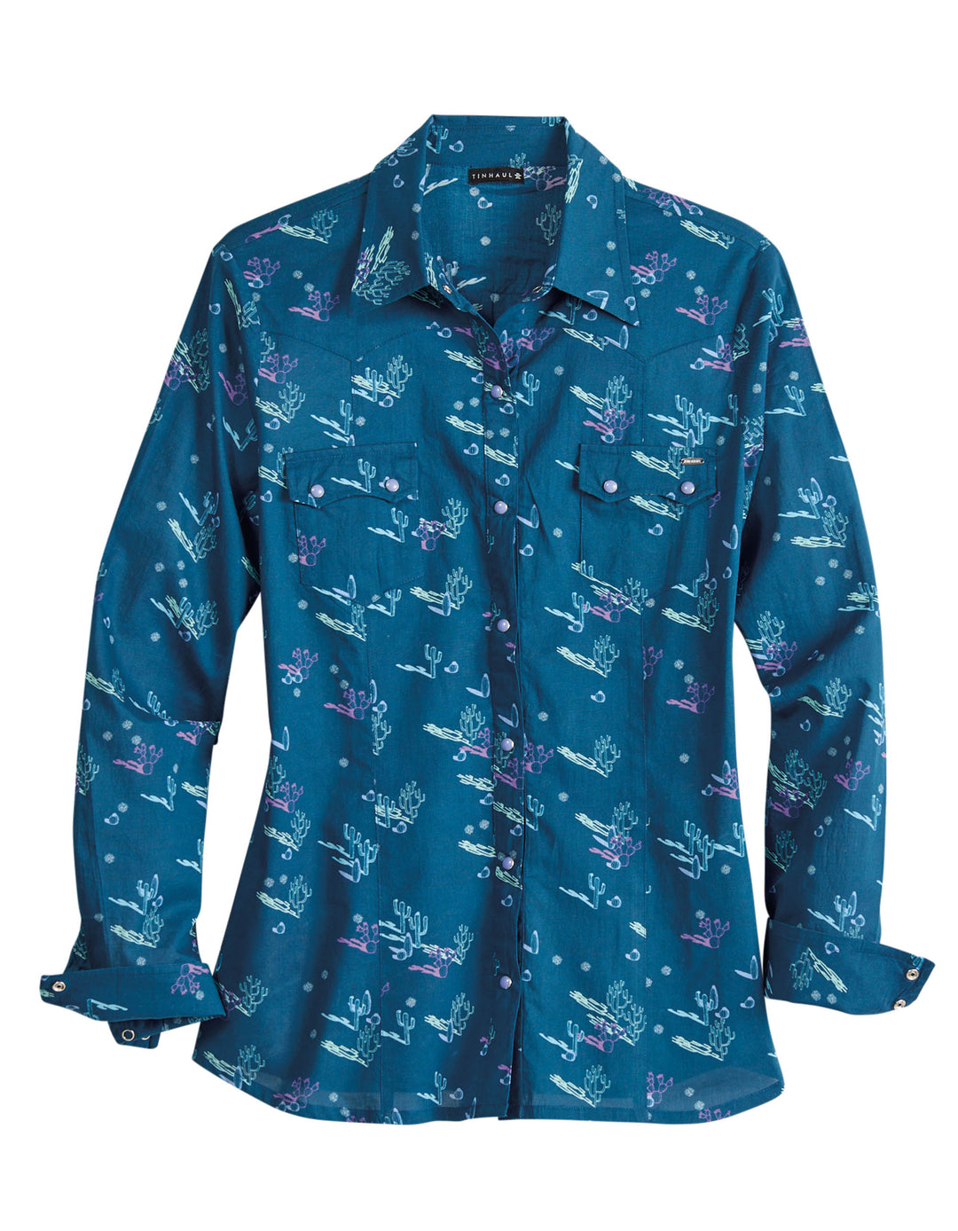 WOMENS CACTUS SHADOWS LONG SLEEVE SNAP WESTERN SHIRT