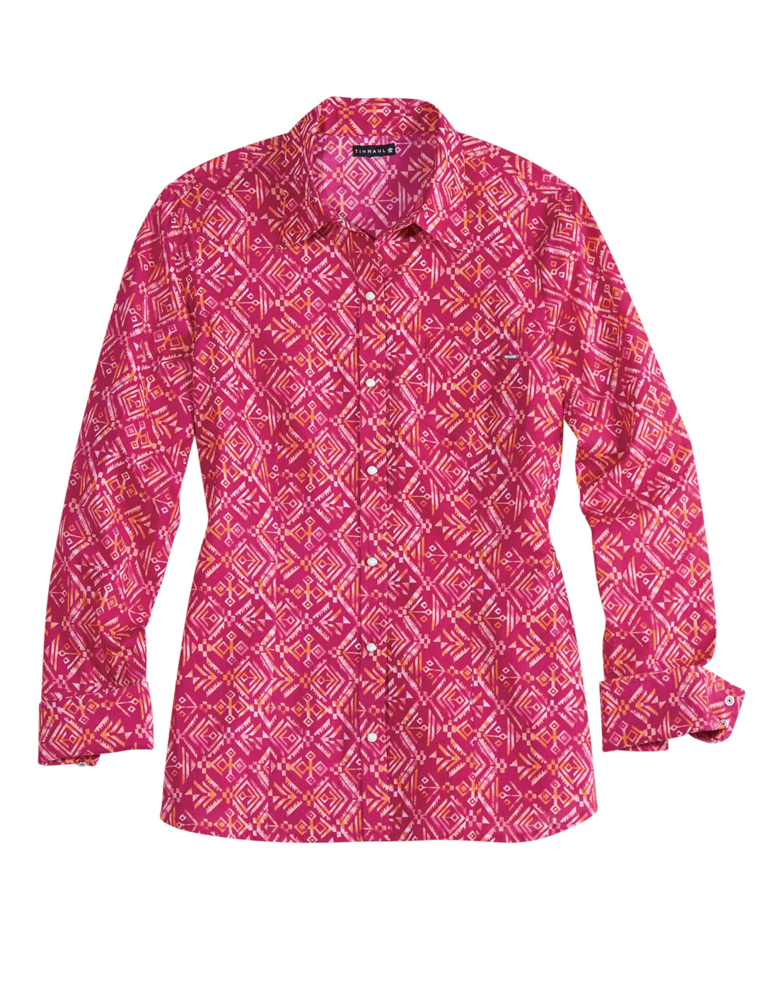 WOMENS WATER COLOR AZTEC PRINT LONG SLEEVE SNAP WESTERN SHIRT
