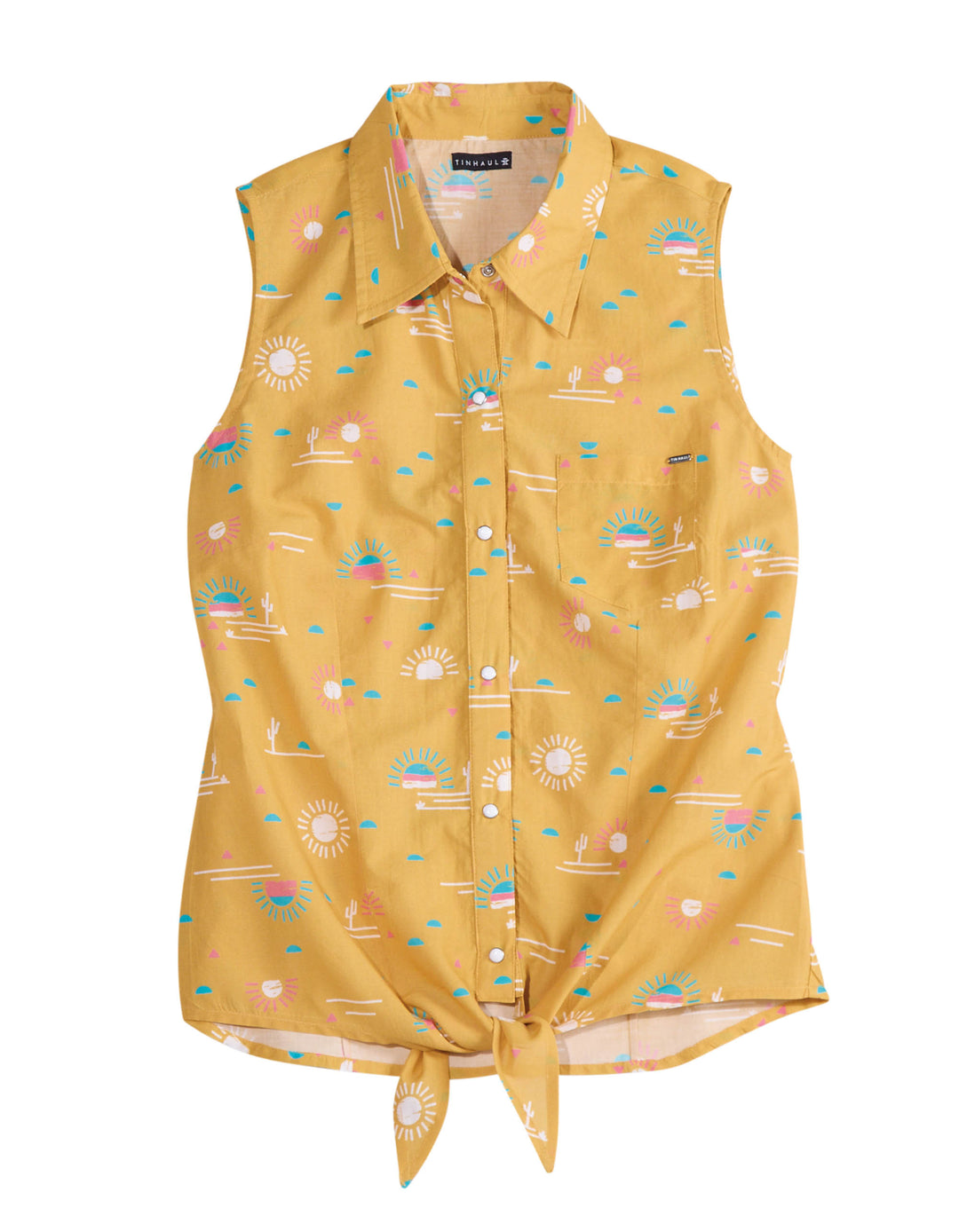 WOMENS SANTA FE SUN TOP WITH TIE WAIST SLEEVELESS SNAP WESTERN SHIRT