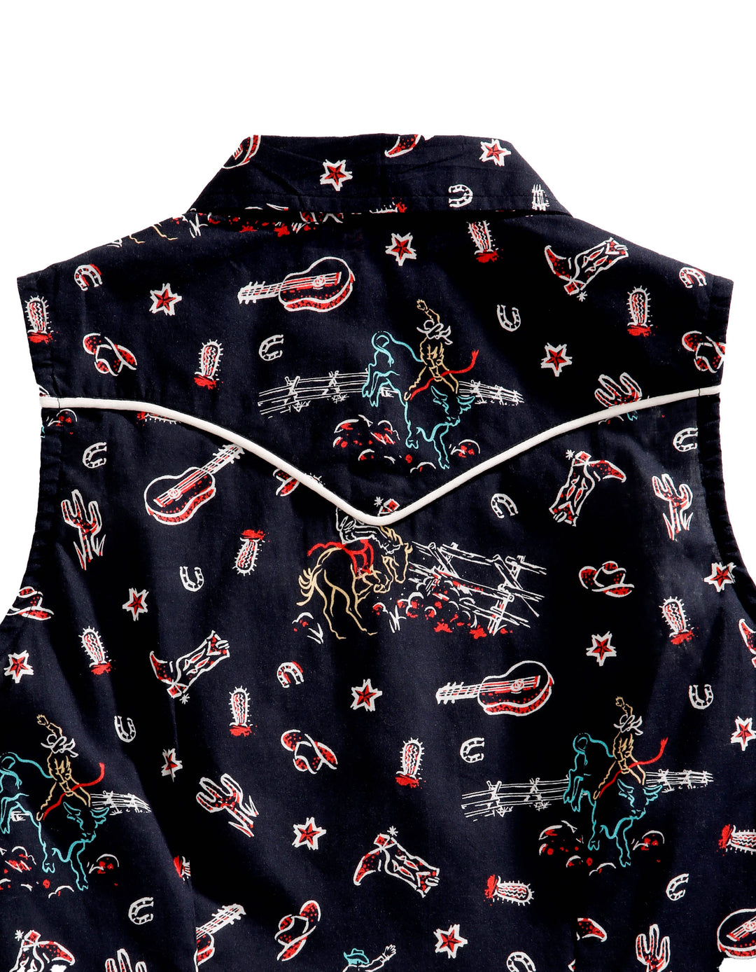 WOMENS SLEEVELESS SNAP ABOUT THE WEST PRINT WESTERN SHIRT