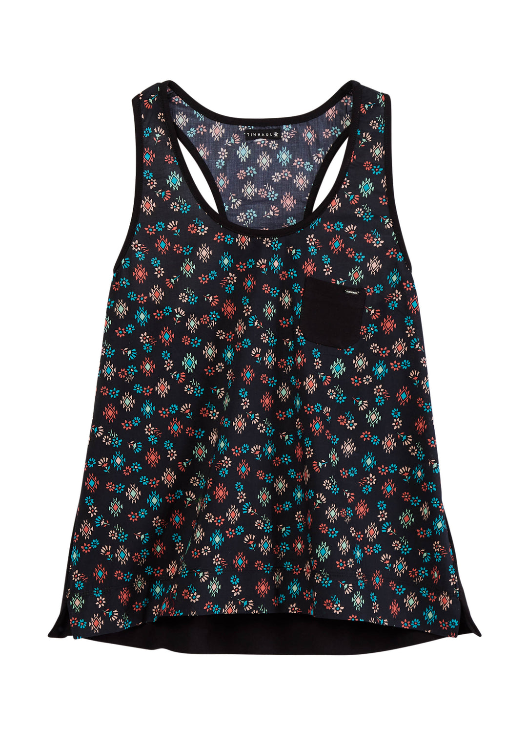 WOMENS FLORAL AZTEC PRINT SLEEVELESS PULLOVER WESTERN SHIRT