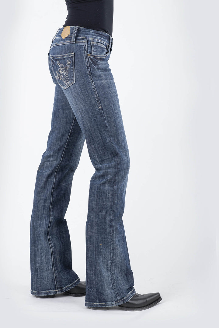 WOMENS CACTUS EMBROIDERY BACK POCKET DETAIL ROSIE FIT JEANS