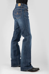 WOMENS DOUBLE X LOOP EMBROIDERY ON BACK POCKET JEANS