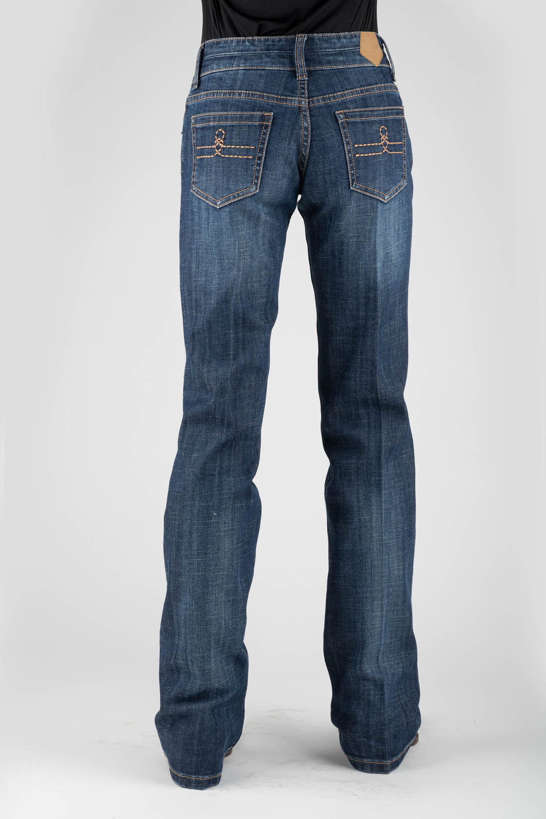 WOMENS DOUBLE X LOOP EMBROIDERY ON BACK POCKET JEANS