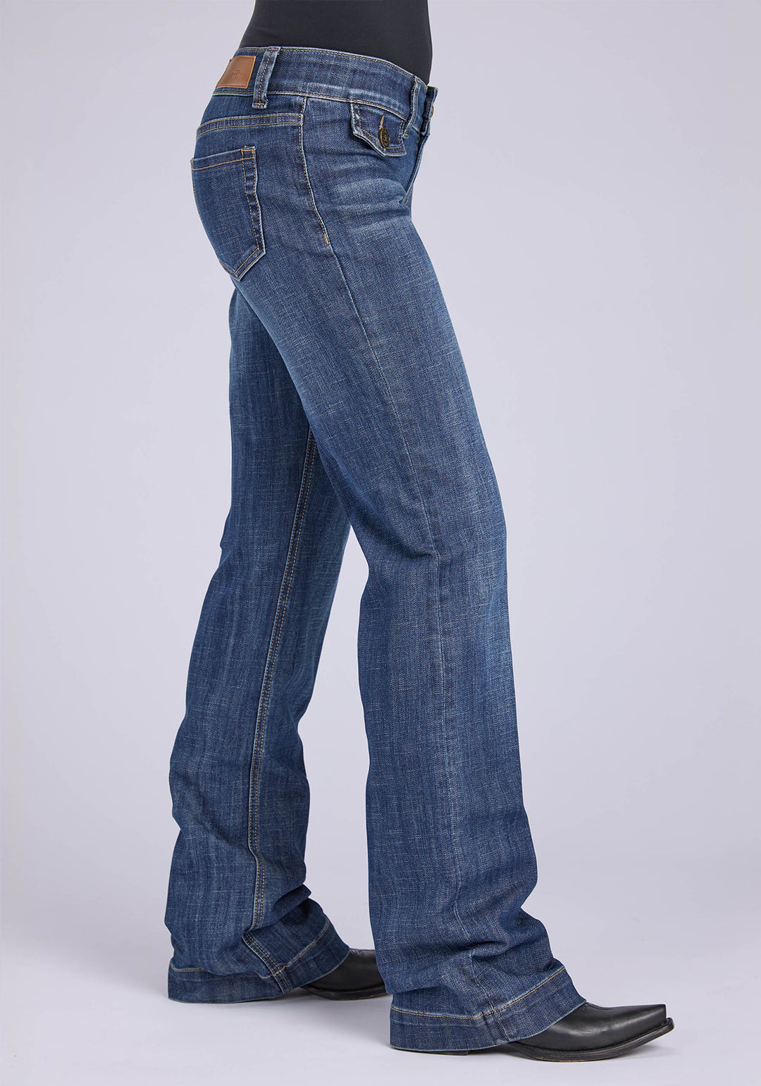 WOMENS FAUX FRONT POCKETS WITH FLAPS BUTTON JEANS