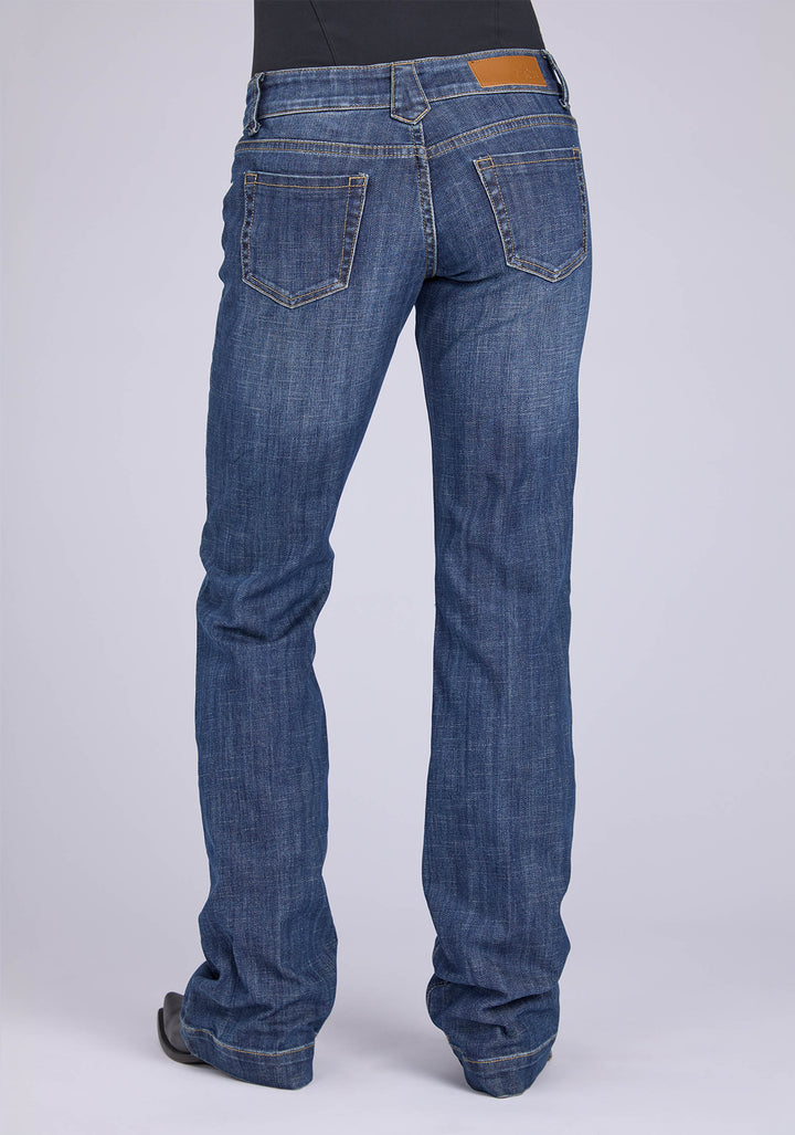 WOMENS FAUX FRONT POCKETS WITH FLAPS BUTTON JEANS