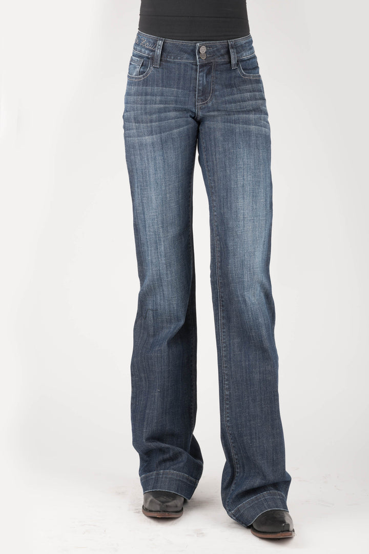 WOMENS PLAIN BACK POCKET TIN HAUL EMBROIDERY ON WAIST JEANS