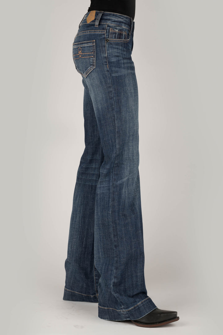 WOMENS DOUBLE LOOP GOLD STITCHING ON BACK POCKET JEANS