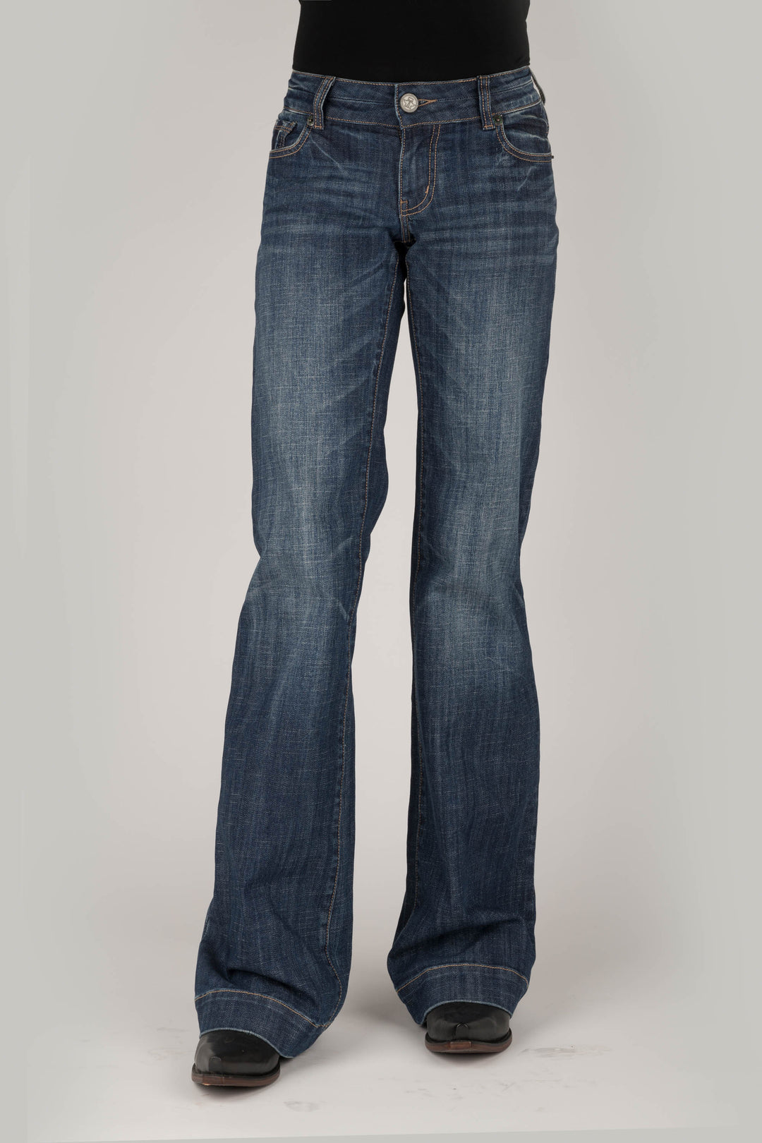WOMENS DOUBLE LOOP GOLD STITCHING ON BACK POCKET JEANS