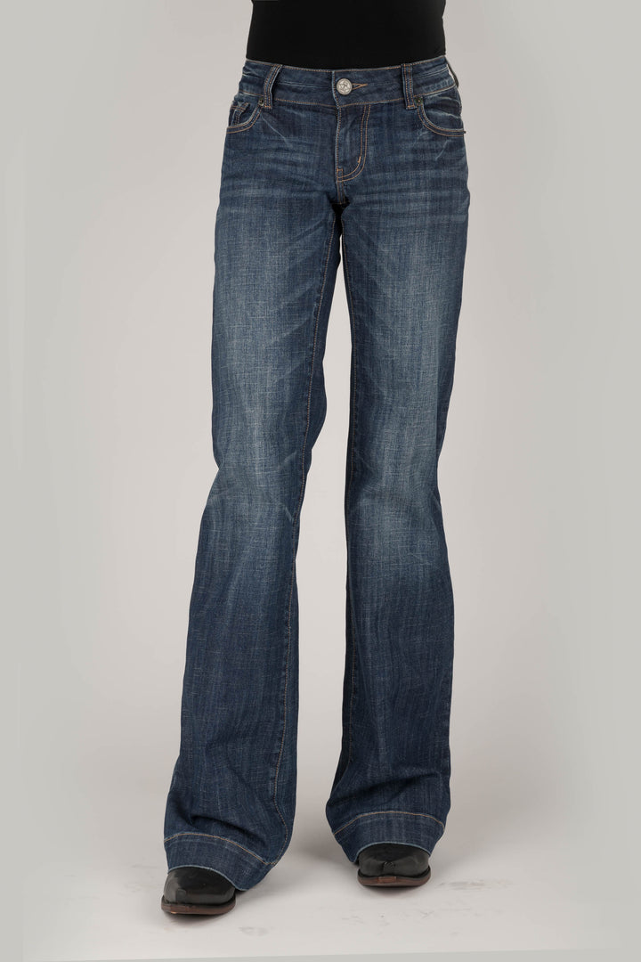 WOMENS DOUBLE LOOP GOLD STITCHING ON BACK POCKET JEANS