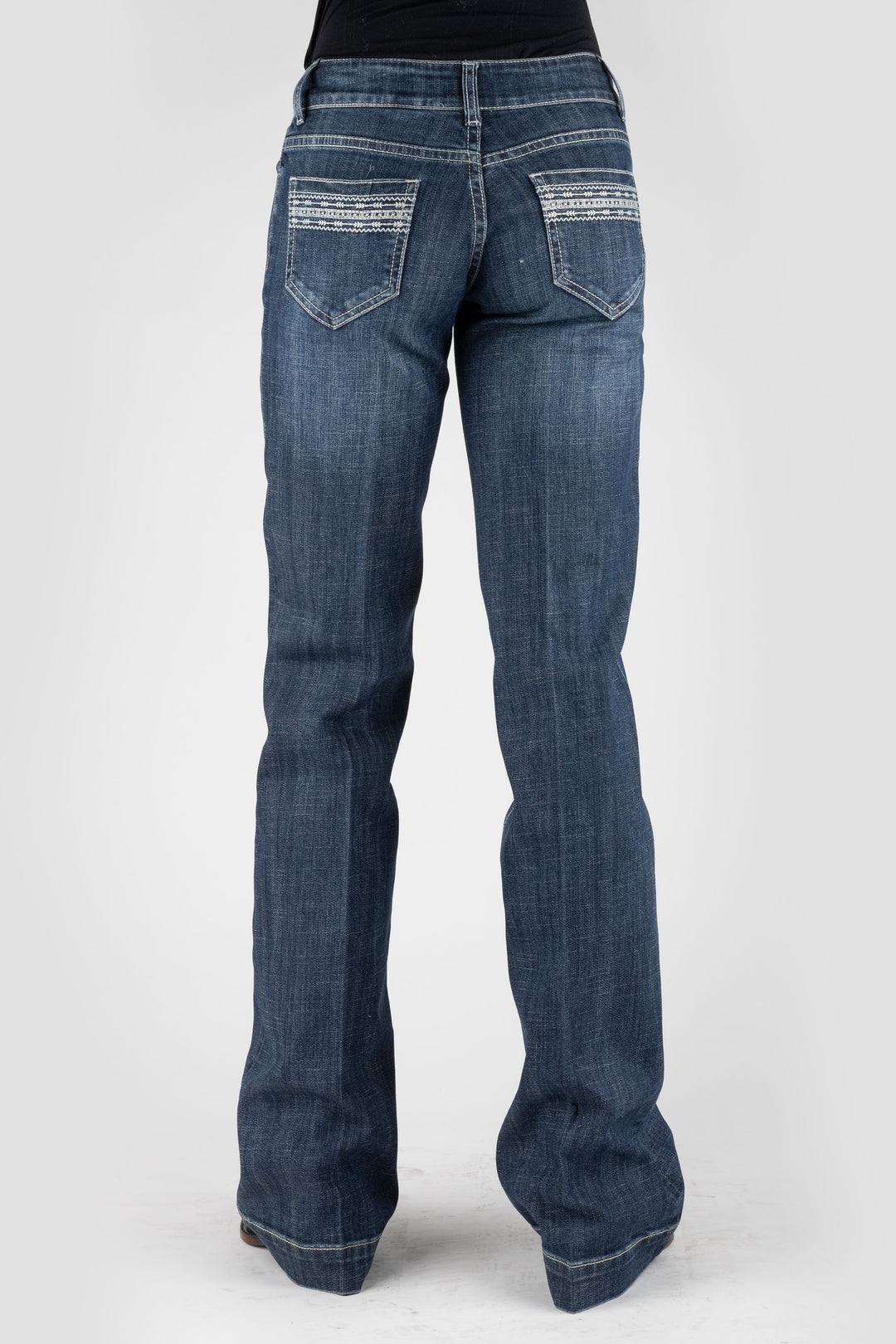WOMENS CREAM DECO EMBROIDERY BACK POCKET JEANS