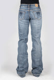 WOMENS BLUE EMBROIDERY BACK POCKET JEANS