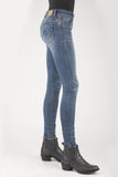 WOMENS PIECED BACK POCKET HIGH RISE SKINNY JEANS