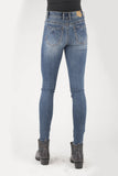 WOMENS PIECED BACK POCKET HIGH RISE SKINNY JEANS
