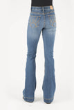 WOMENS GOLD EMBROIDERED SUNSET ON BACK POCKET LIBBY FIT  JEANS