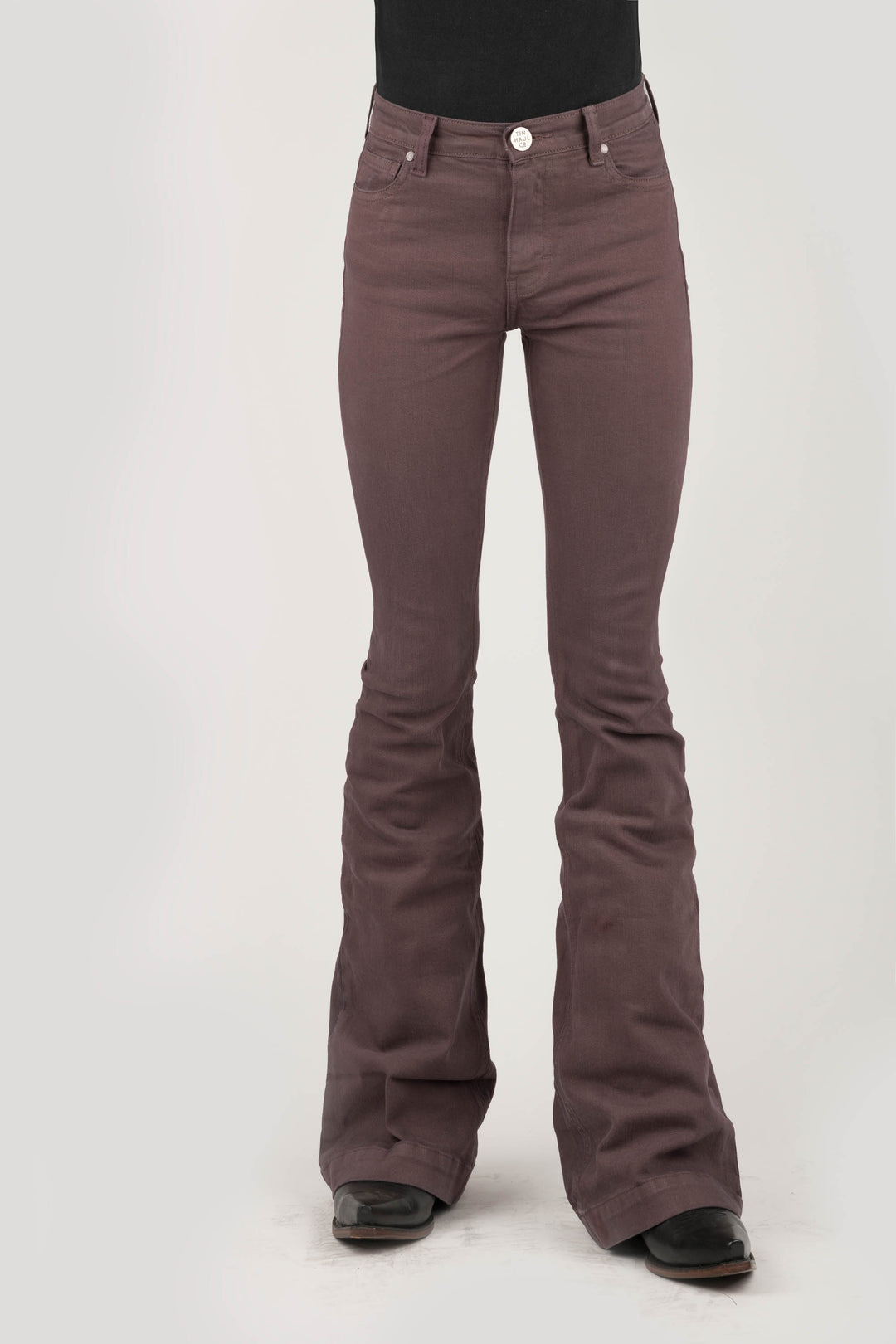 WOMENS PLAIN FRONT NO POCKETS BROWN COLOR JEANS