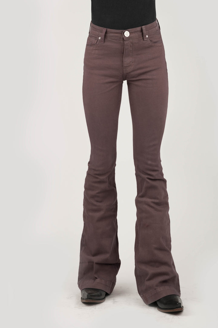 WOMENS PLAIN FRONT NO POCKETS BROWN COLOR JEANS