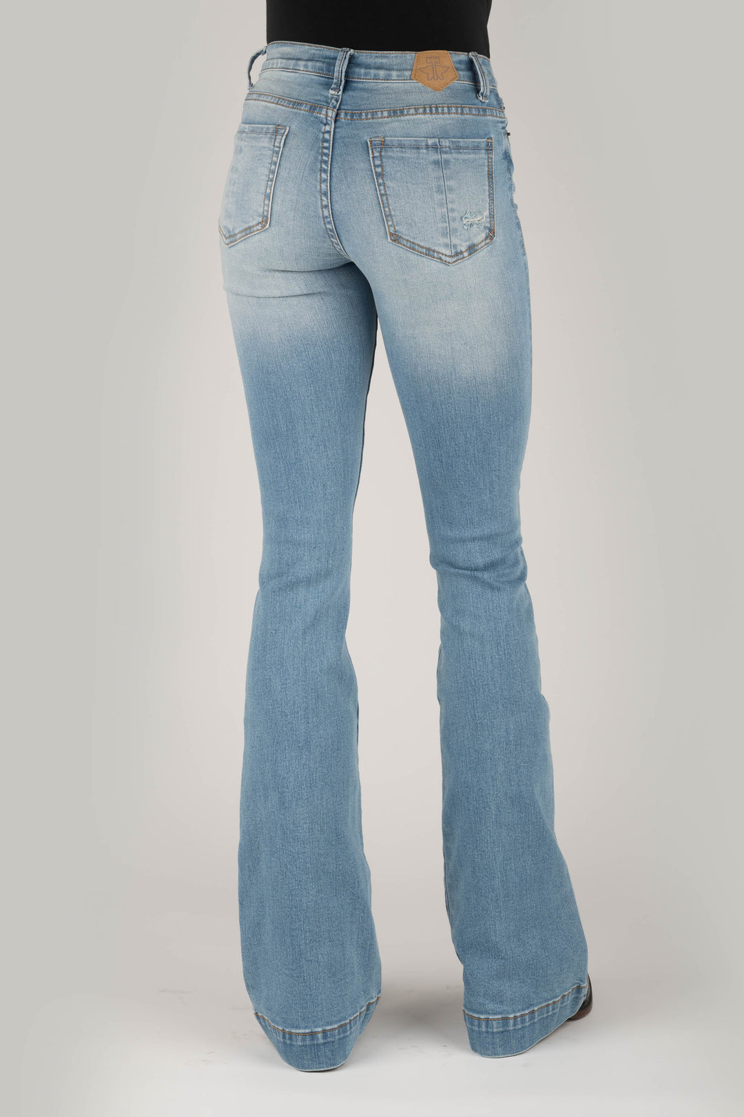 WOMENS HEAVY DESTRUCTION HIGH RISE FLARE JEANS
