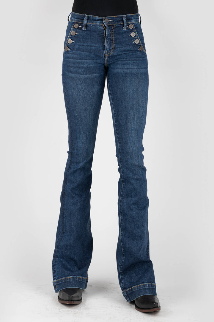 WOMENS 4 BUTTON FRONT POCKET JEANS