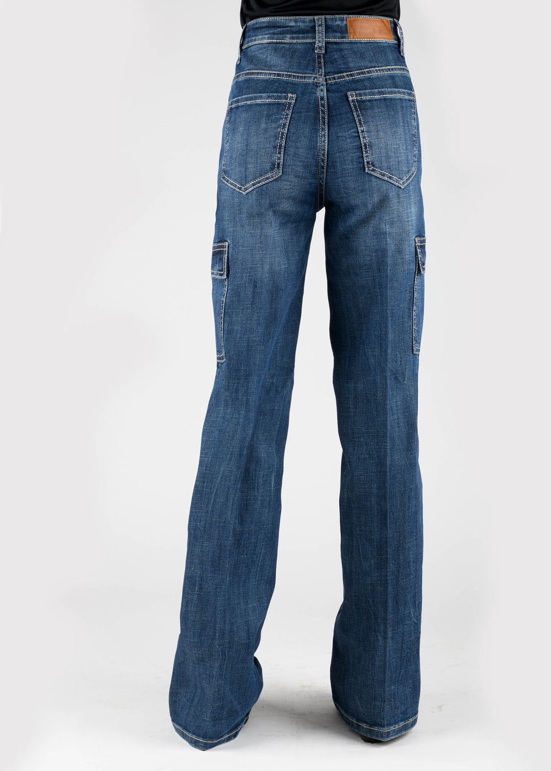 WOMENS CARGO JEAN WITH PLAIN BACK POCKET BUTTON JEANS