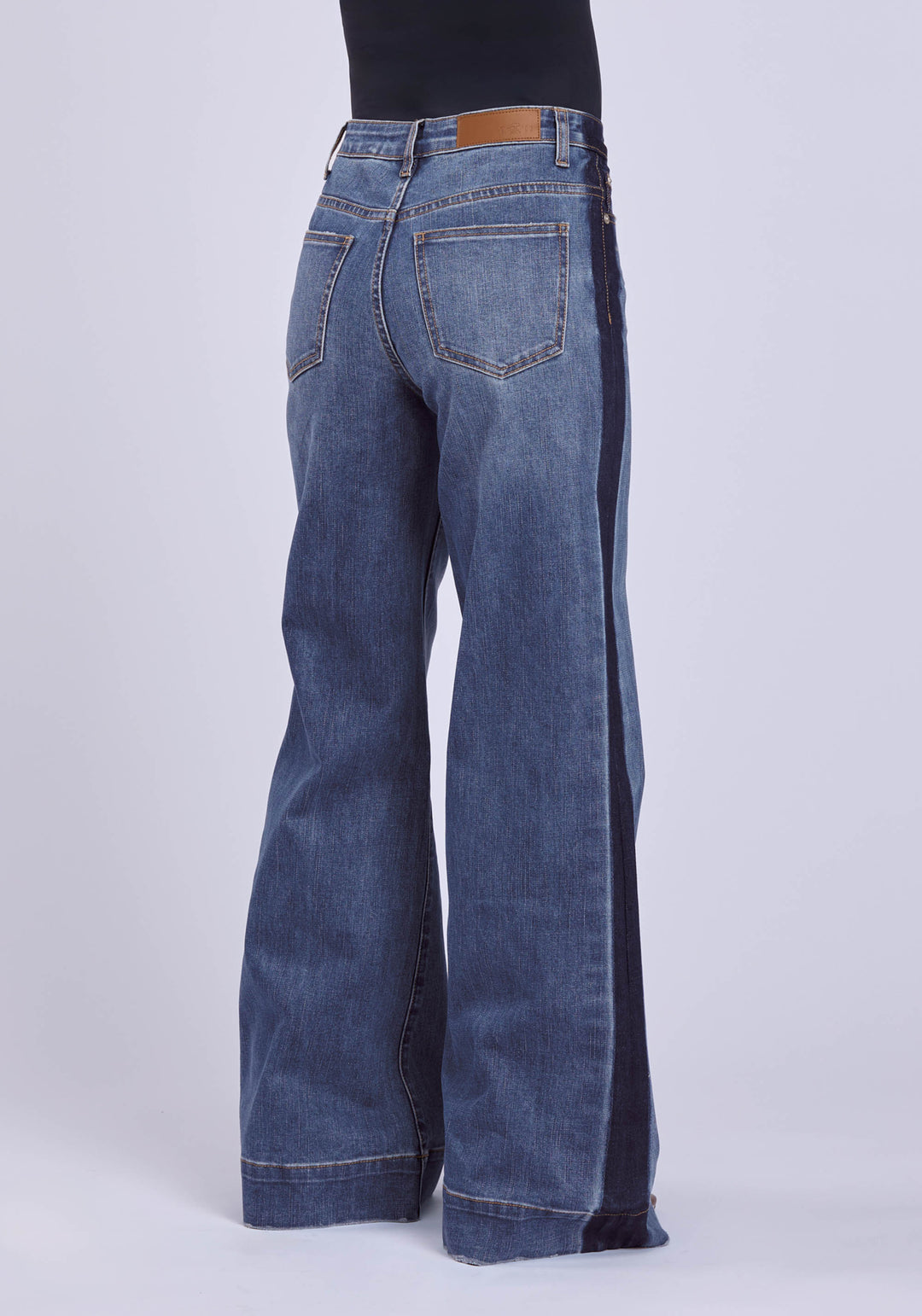 WOMENS JEANS BUTTON FRONT SEAM DOWN LEGS WESTERN SHIRT