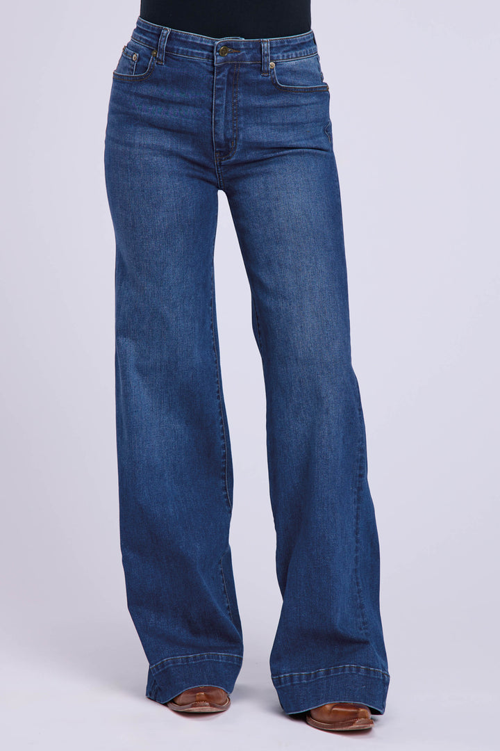 WOMENS TIN HAUL MEDIUM WASH WESTERN CLAIRE JEANS WITH UTILITY LOOP