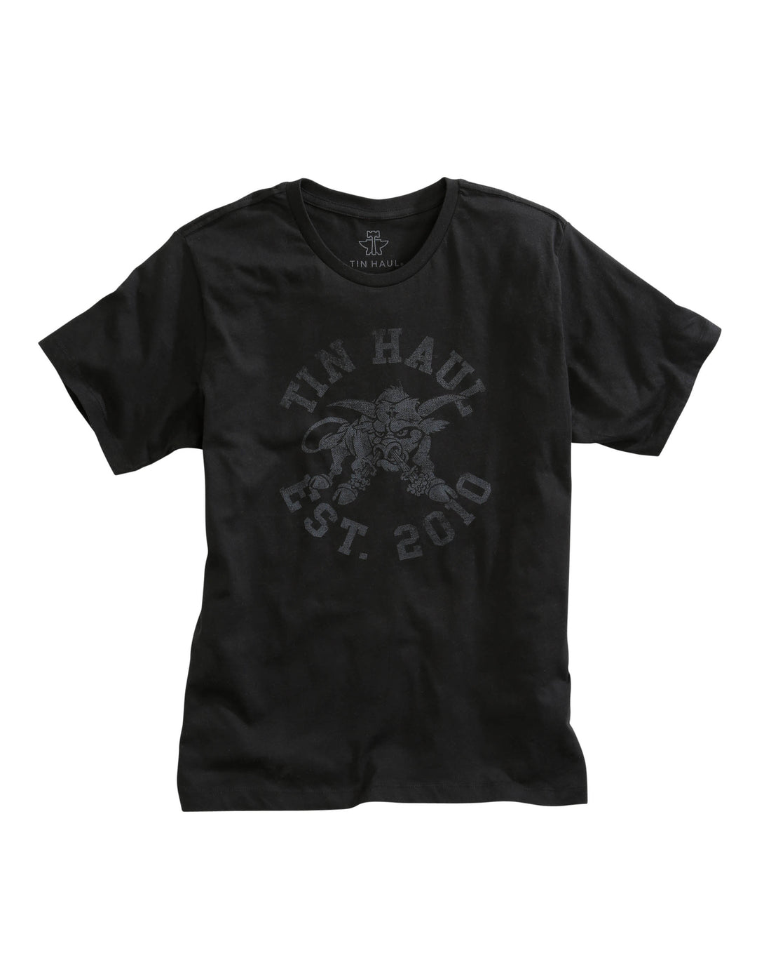 MENS ANGRY BULL SCREEN PRINT BLACK SHORT SLEEVE T-SHIRT