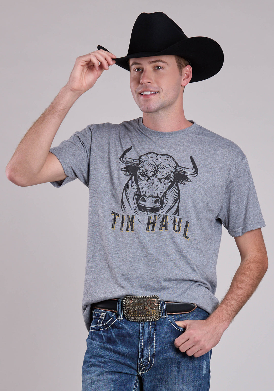 UNISEX TIN HAUL STARRING BULL SCREEN PRINT SHORT SLEEVE PULLOVER WESTERN SHIRT