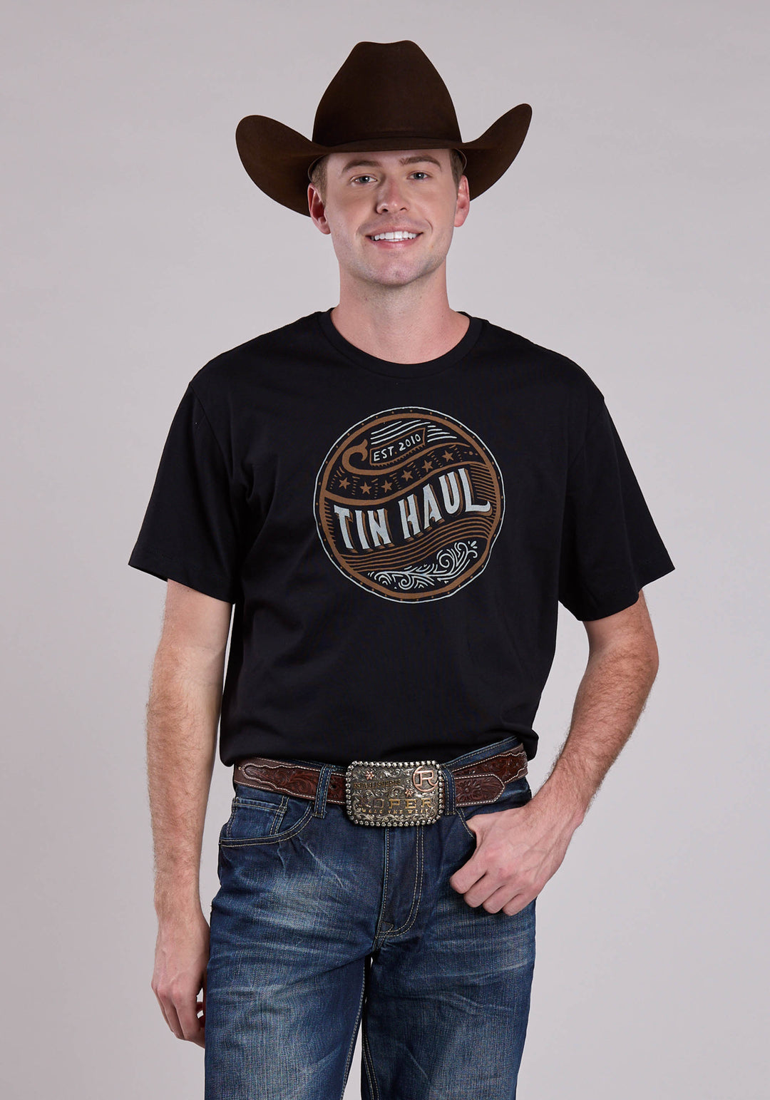 UNISEX TIN HAUL LIKE A BACK OF A COIN SCREEN SHORT SLEEVE PULLOVER WESTERN SHIRT