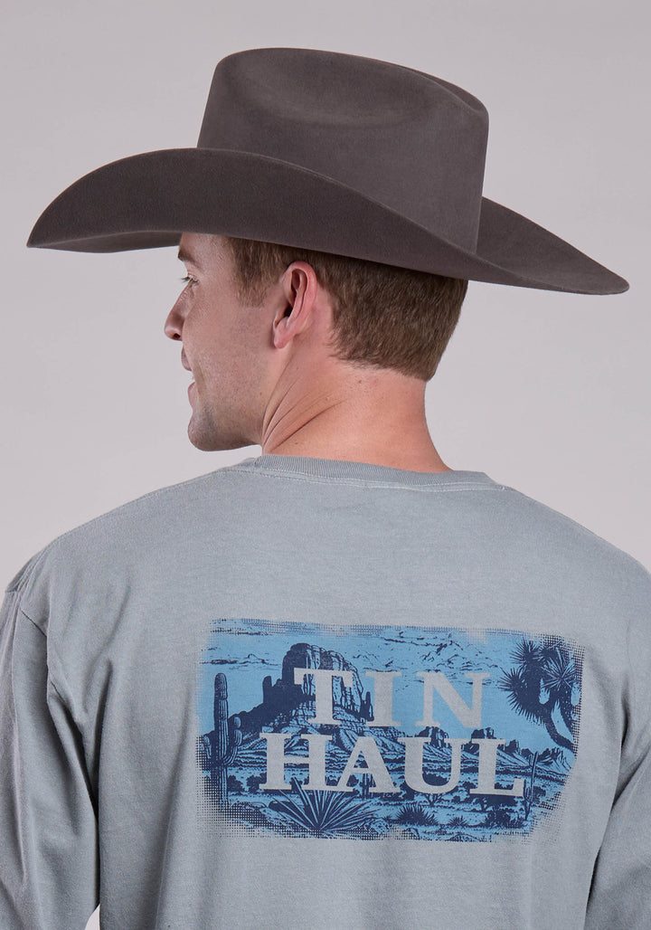 MENS TIN HAUL DESERT SCREEN ON BACK LONG SLEEVE PULLOVER WESTERN SHIRT