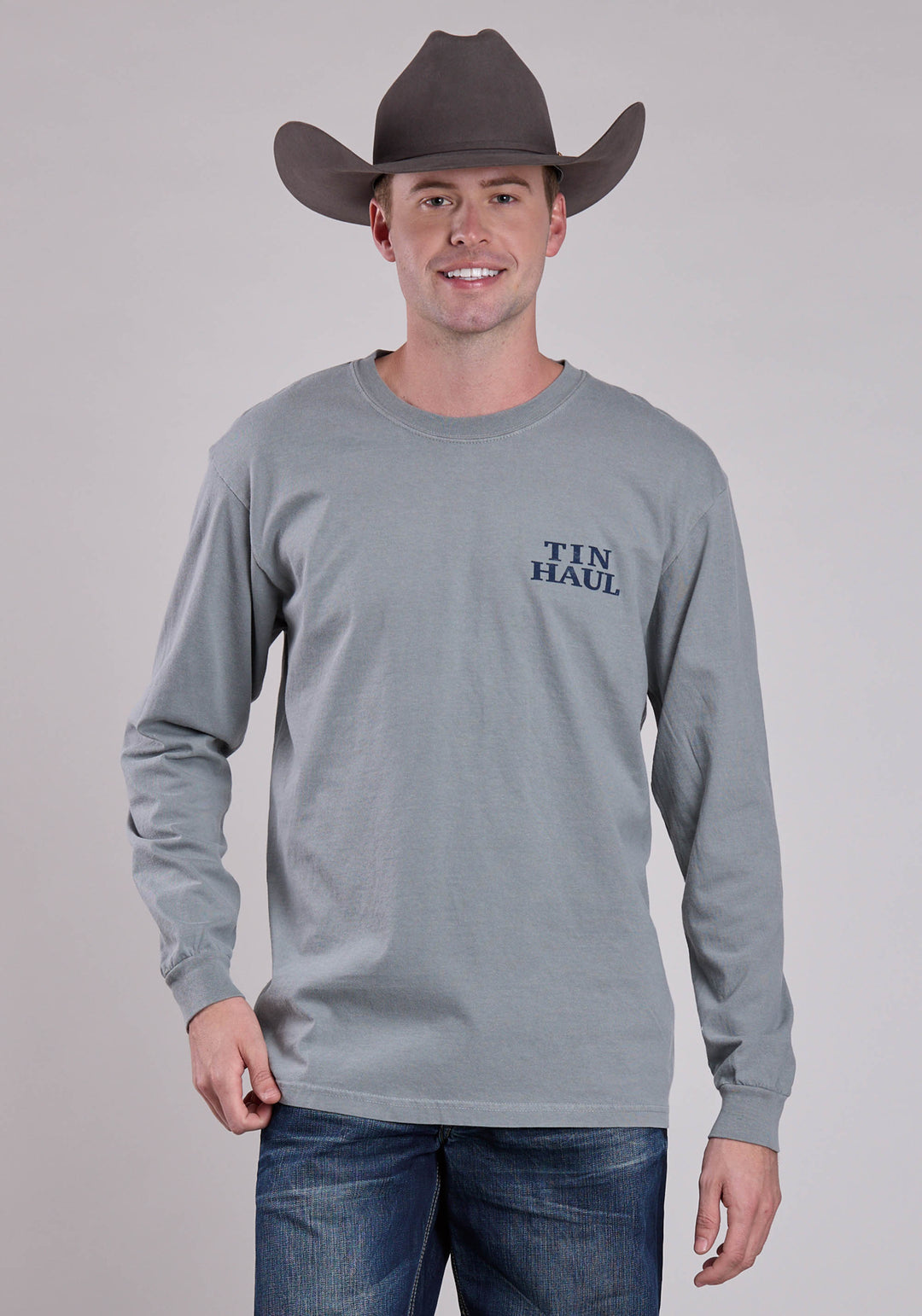MENS TIN HAUL DESERT SCREEN ON BACK LONG SLEEVE PULLOVER WESTERN SHIRT