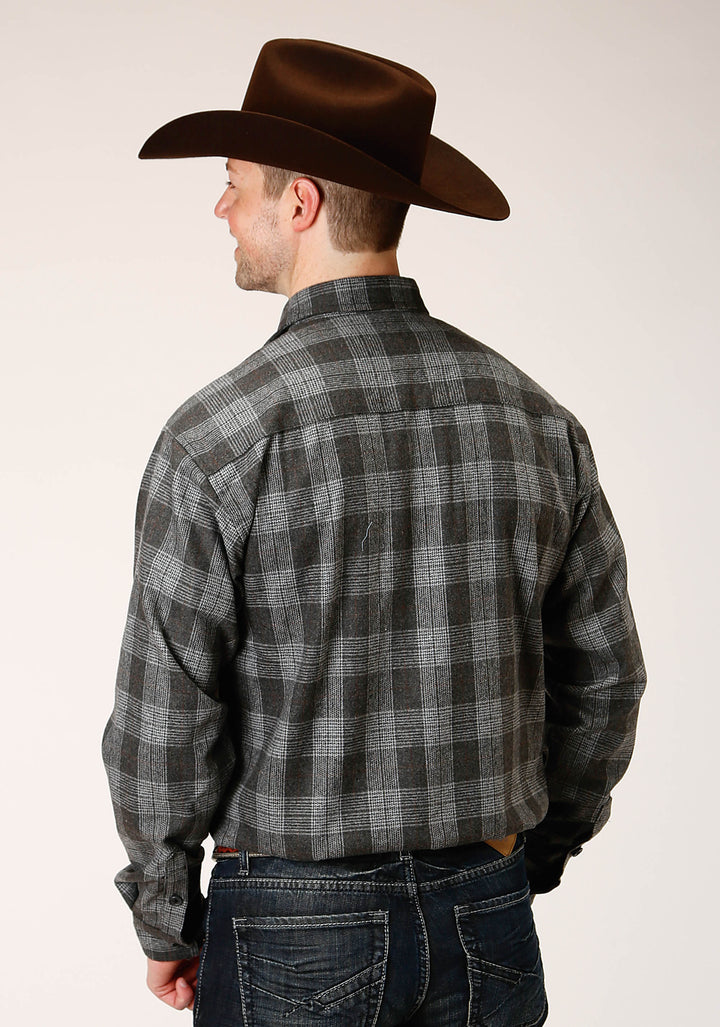 MENS SNAP  GREY PLAID WOOL BLEND SHIRT JACKET