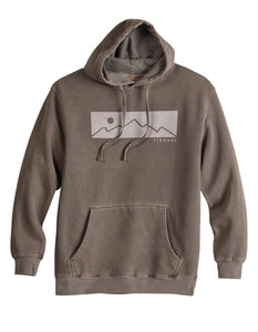 MENSTIN HAUL PULLOVER HOODIE MOUNTAIN SCREEN PRINT PIGMENT DYED BROWN