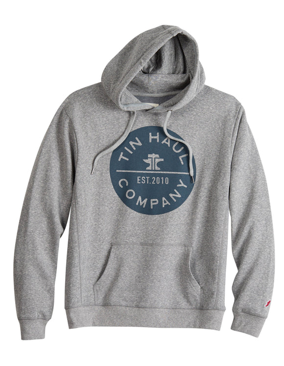 MENS TIN HAUL PULLOVER HOODIE CIRCLE SCREDN PRINT TRIBLEND HEATHER GRE ...