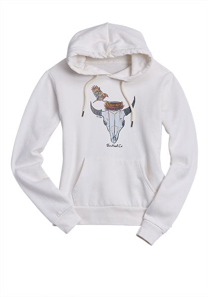 Womens Tin Haul Longhorn Skull With Bird Nest Pullover Western Shirt