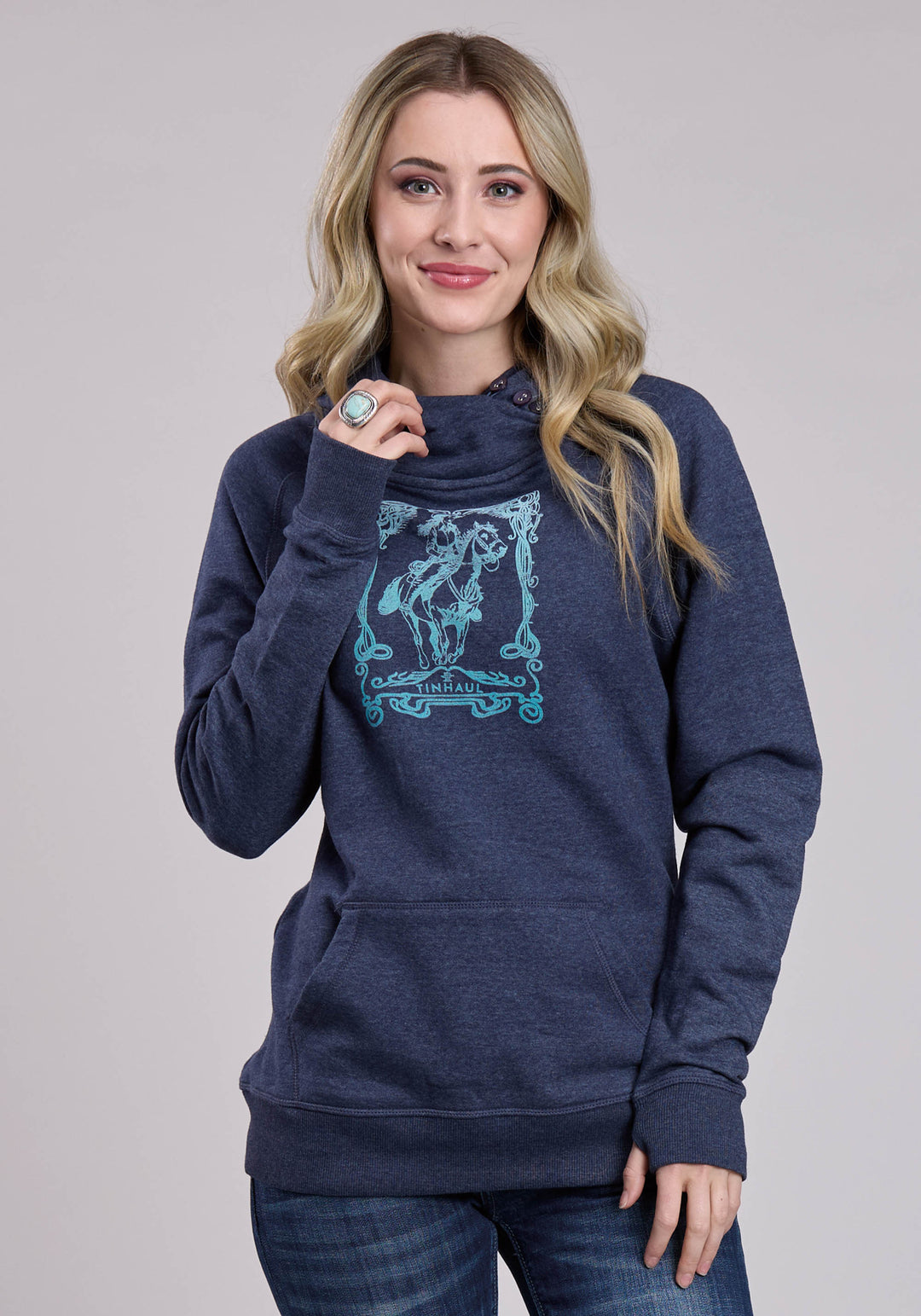 WOMENS TIN HAUL GIRL ON A HORSE OMBRE SCREEN PULLOVER WESTERN SHIRT