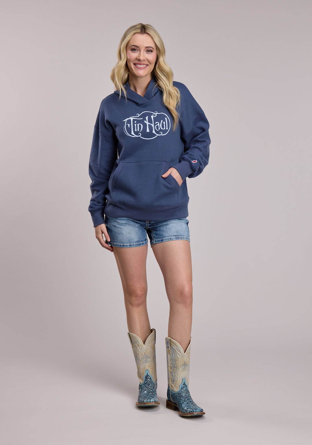 WOMENS TIN HAUL SCRIPT SCREEN PRINT HOODIE