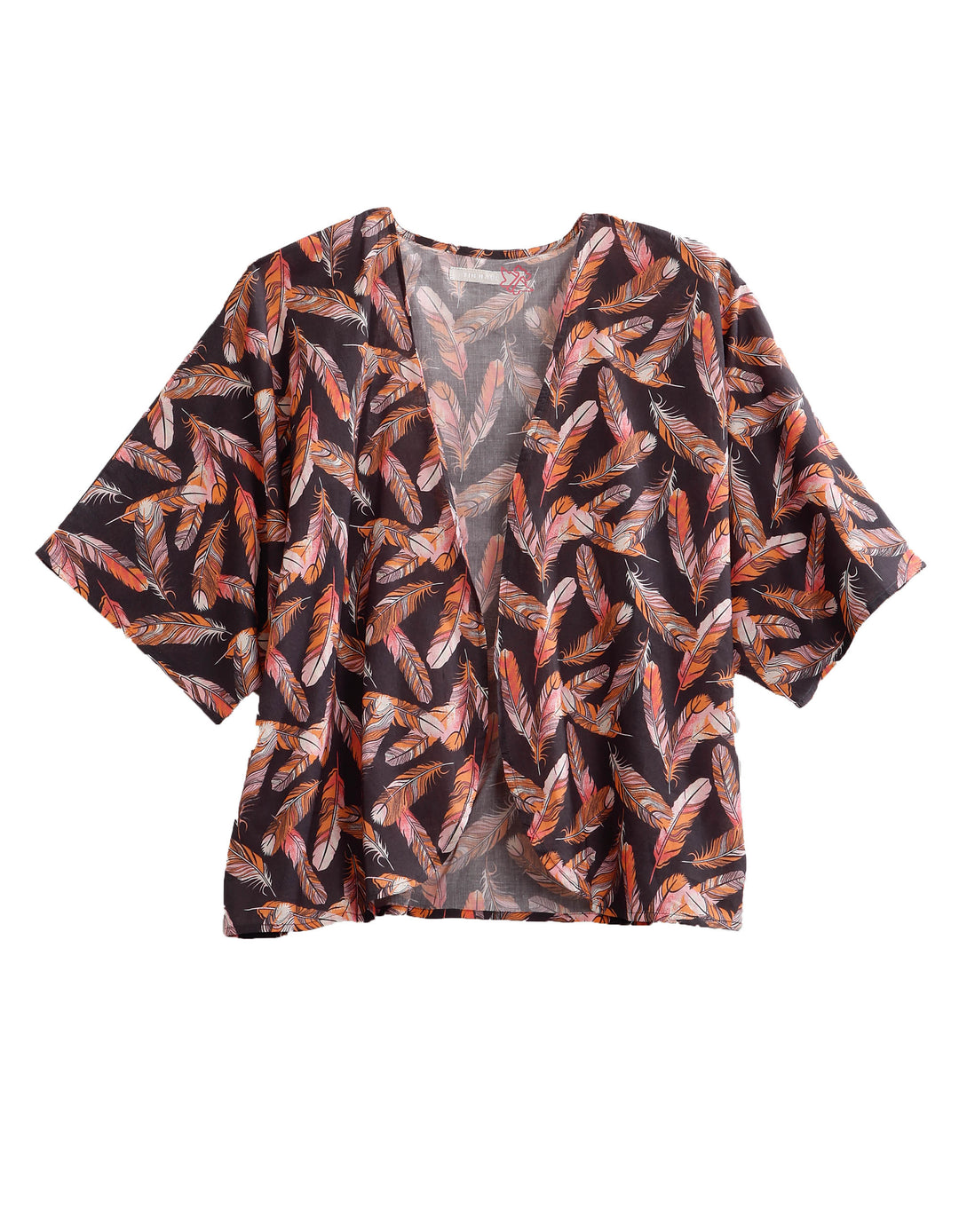 WOMENS FEATHER PRINT TIN HAUL KIMONO
