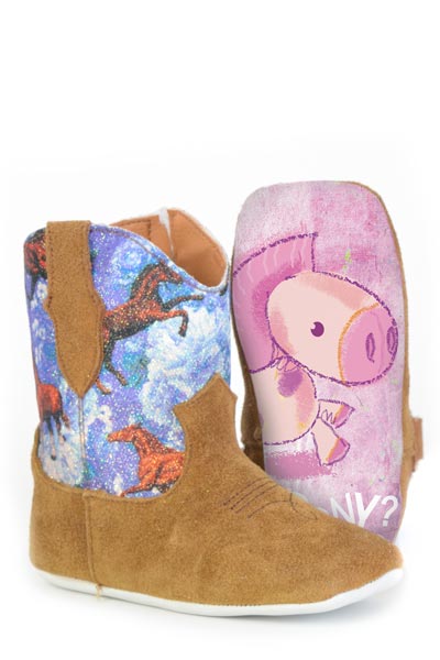 INFANT GIRLS BUCKING FLOWERS PONY SOLE