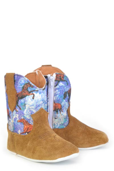 INFANT GIRLS BUCKING FLOWERS PONY SOLE
