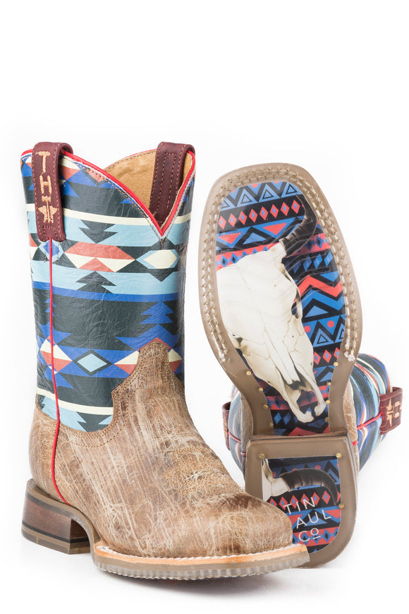 LITTLE GIRLS AWESOME AZTEC WITH BULL SKULL SOLE