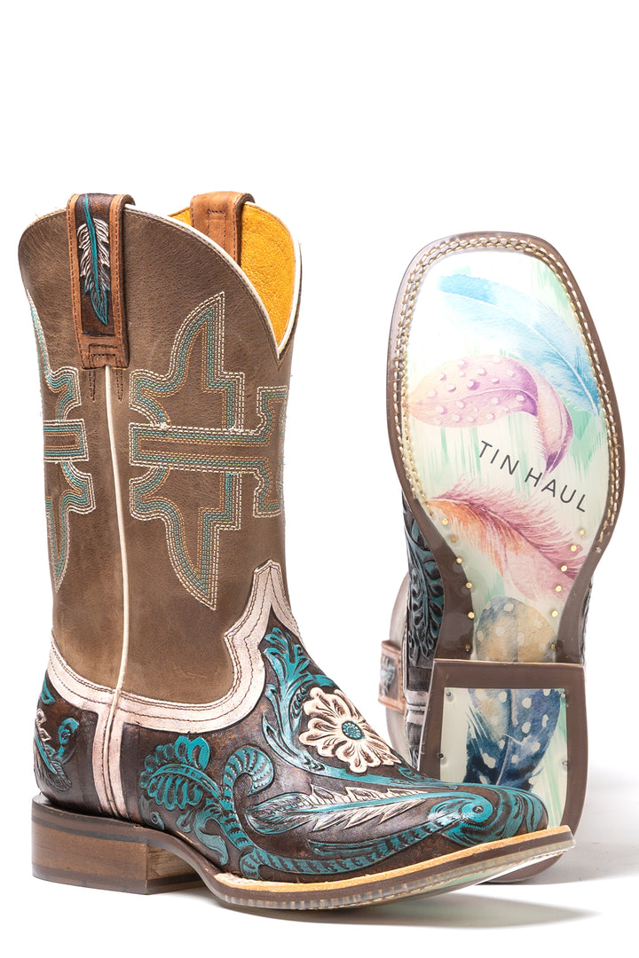 WOMENS LONE FLOWER  WITH BOHO FEATHER SOLE