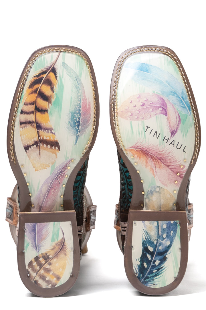 WOMENS LONE FLOWER  WITH BOHO FEATHER SOLE