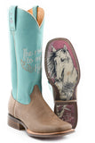 WOMENS A COWGIRLS MOTTO WITH BORN TO BE FREE SOLE